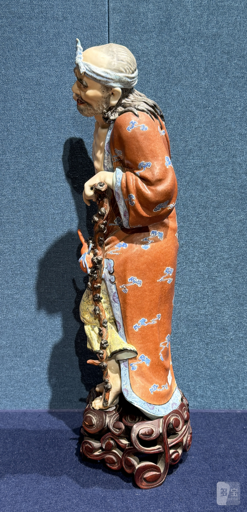 民国 曾龙升粉彩八仙之铁拐李瓷塑 - 图5